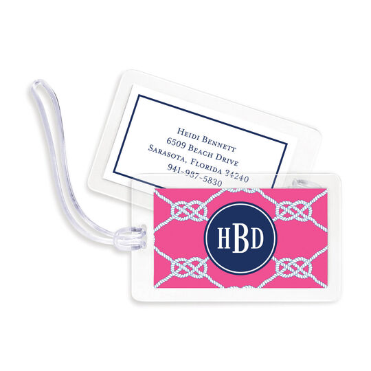 Raspberry Nautical Knot Luggage Tags